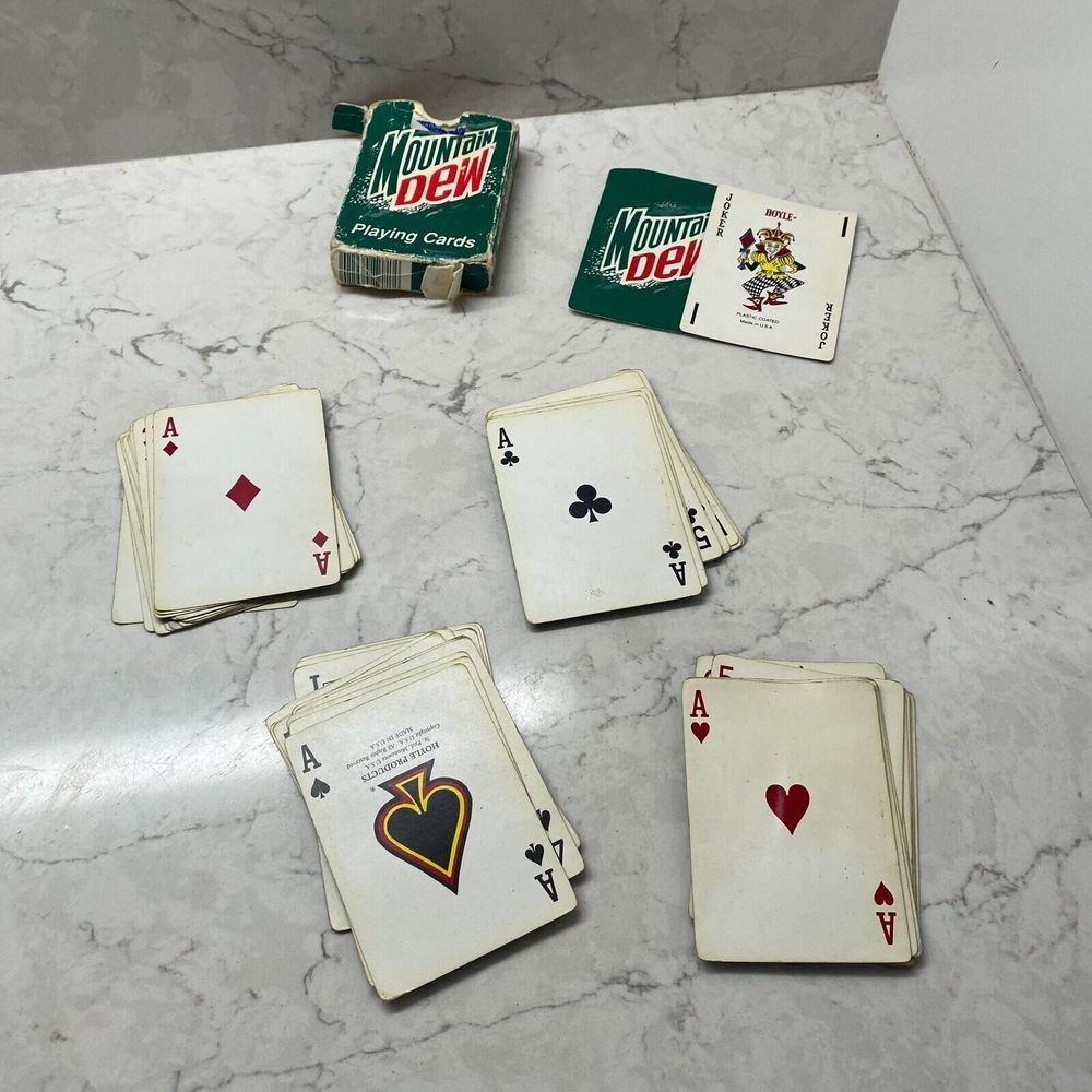 Vintage Hoyle Mountain Dew Plastic Coated Collectible Playing Cards with Case